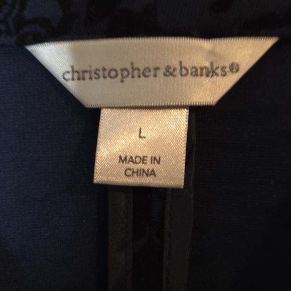 Christopher & Banks Black/Blue Floral Burnout Velvet Blazer/Jacket Size L - Picture 6 of 10